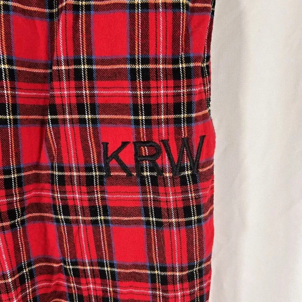J. Crew Sleep Pants Men's Large Red Plaid Drawstring Pull On Pockets KRW Cotton